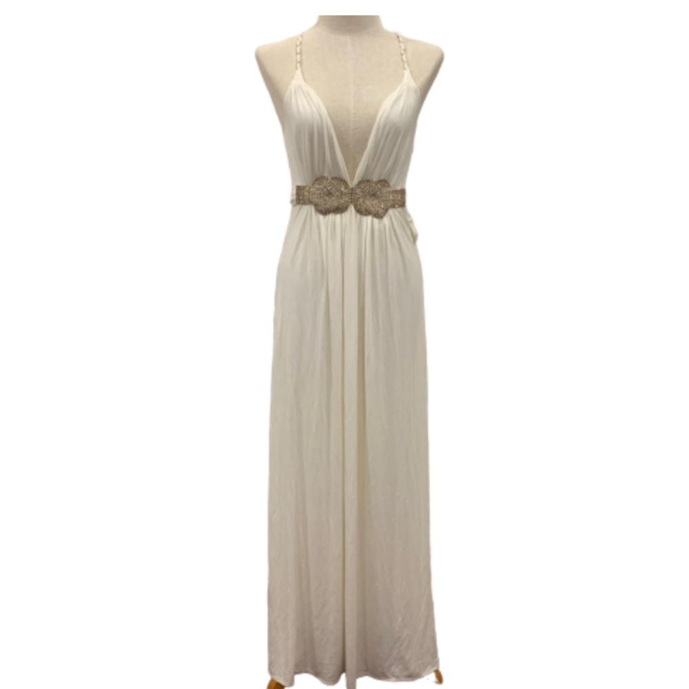 Miss me cream vneck strappy long maxi dress